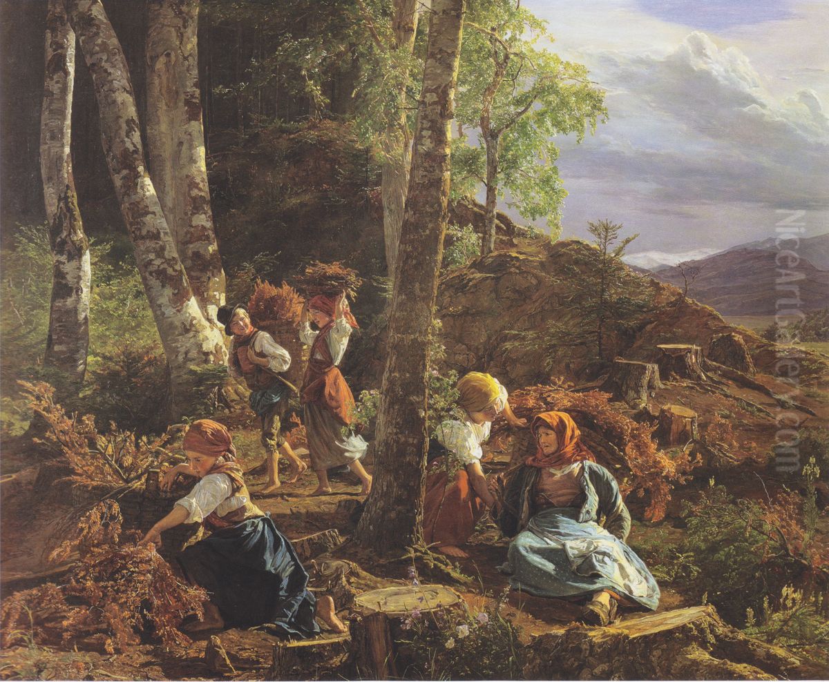 Reisigsammler im Wienerwald Oil Painting by Ferdinand Georg Waldmuller