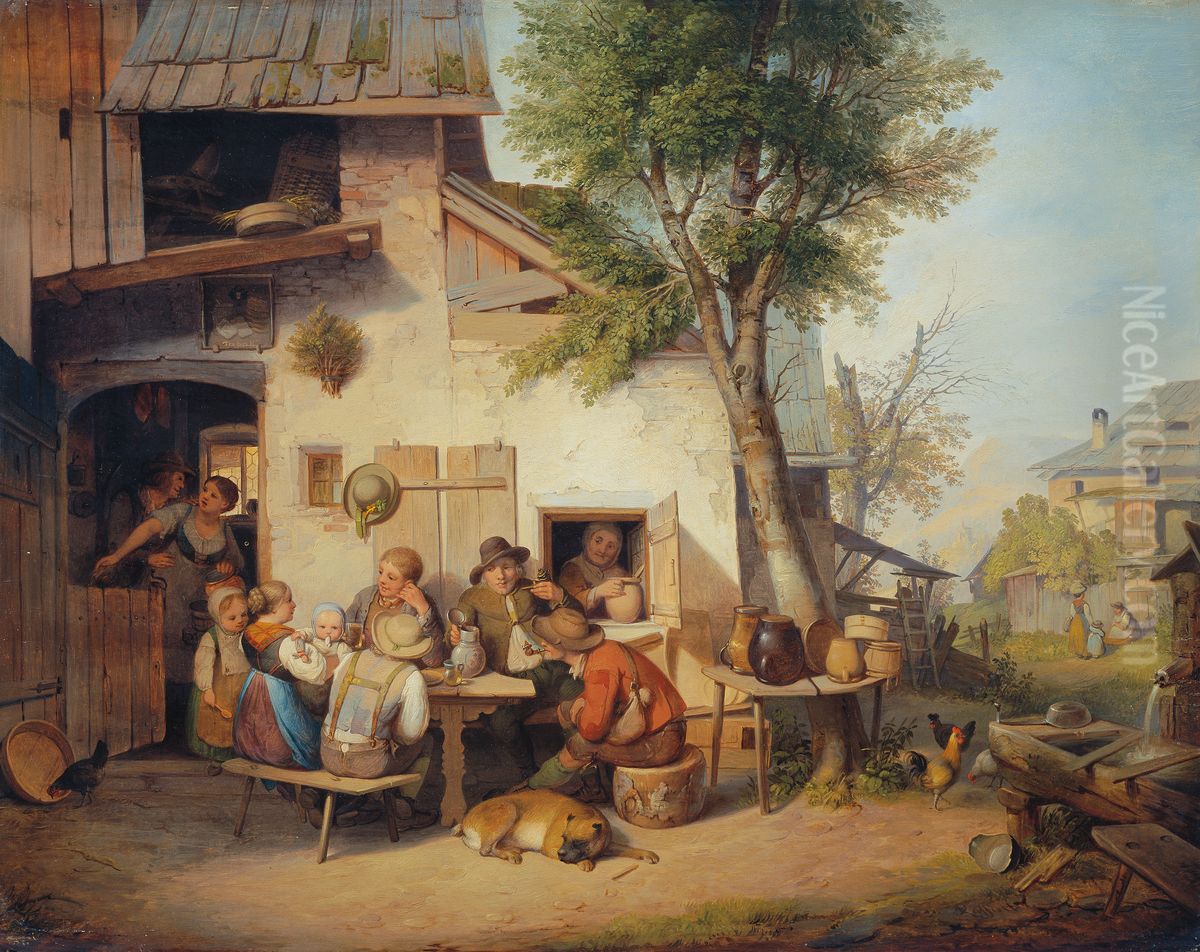 Vor der Dorfschenke Oil Painting by Ignaz Raffalt