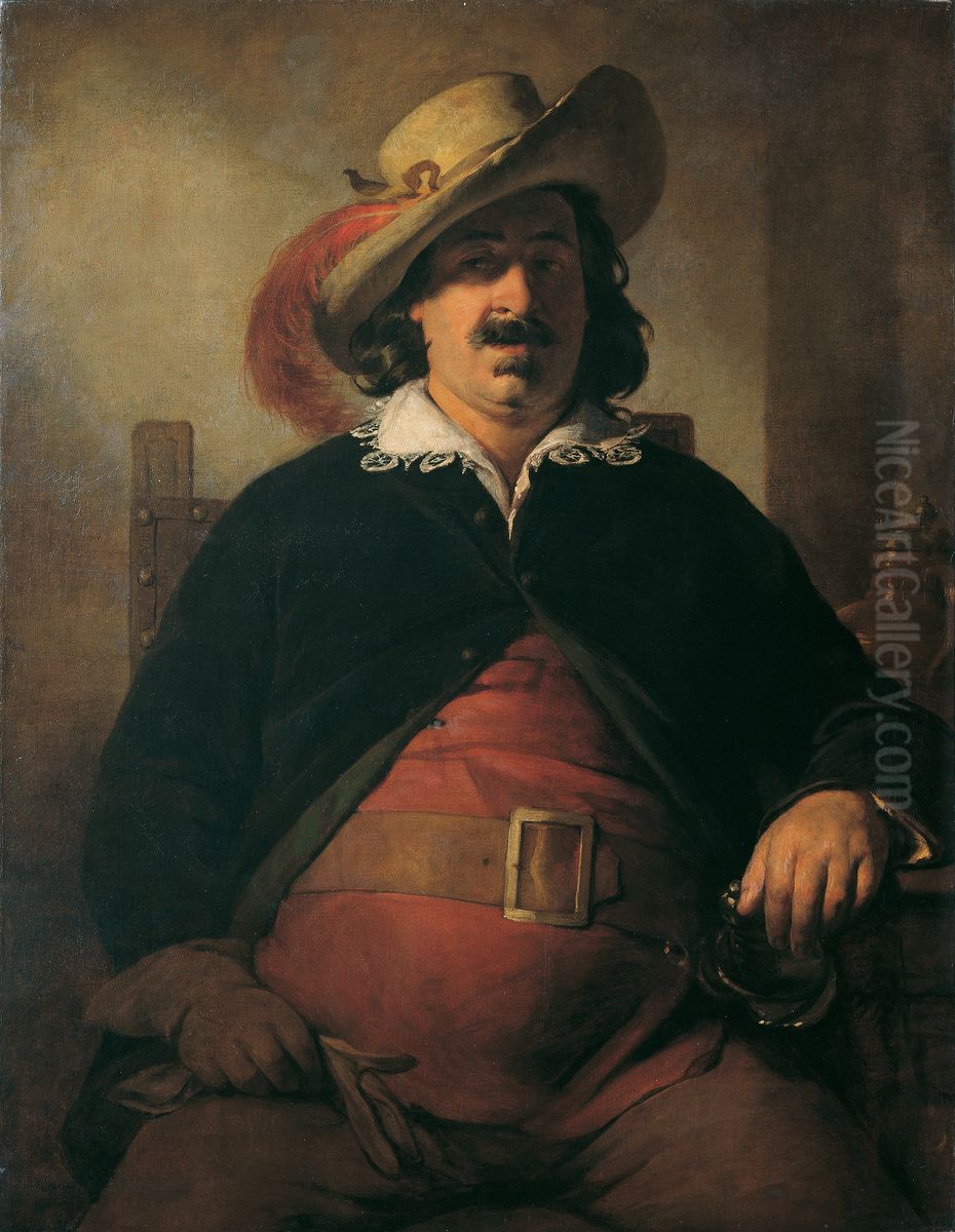 The Landscape Painter Ignaz Raffalt as Falstaff Oil Painting by Friedrich von Amerling