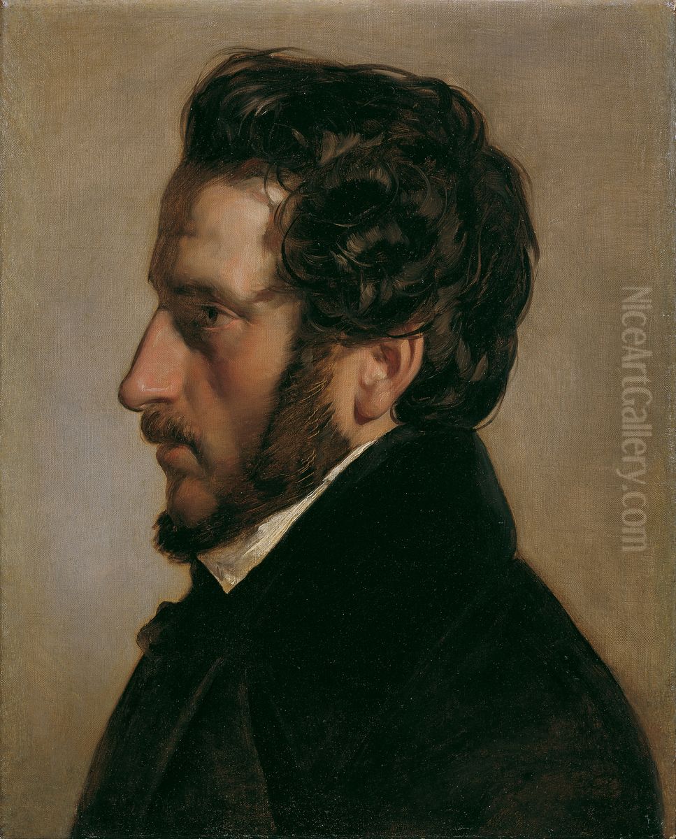 Portrait of the painter Friedrich Gauermann (1803-1887) Oil Painting by Friedrich von Amerling