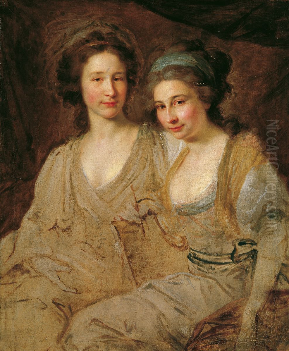 Die Grafinnen Caroline und Zoe Thomatis Oil Painting by Johann Baptist von Lampi the Elder
