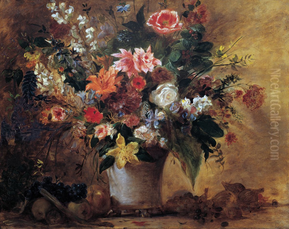 Still-life of flowers Oil Painting by Eugene Delacroix