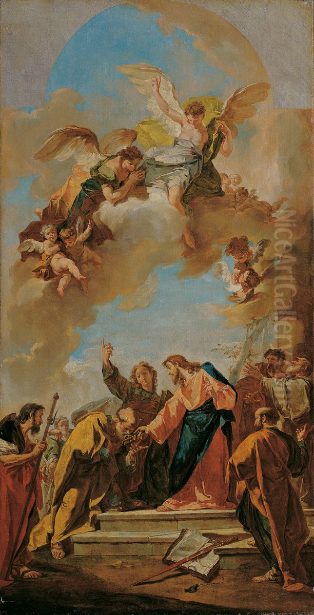 Die Schlusselubergabe an Petrus Oil Painting by Giambattista Pittoni