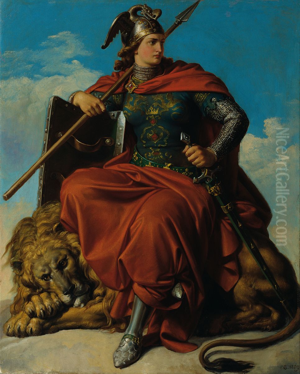 Allegorie der Tapferkeit Oil Painting by Karl von Blaas