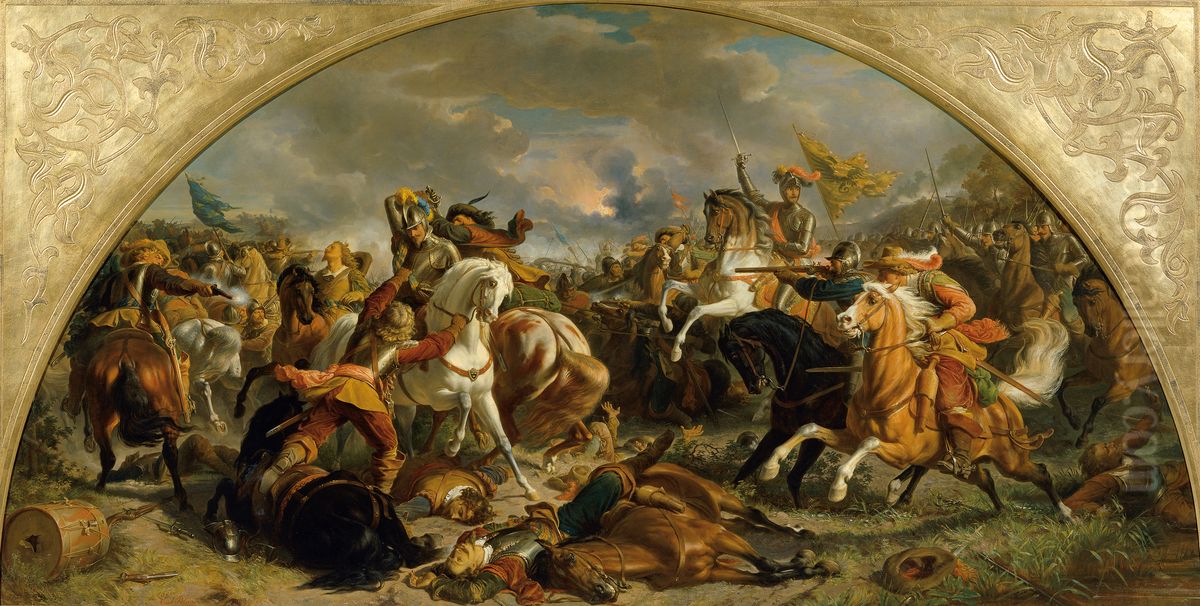 The storming of Schweidnitz in 1761 Oil Painting by Karl von Blaas