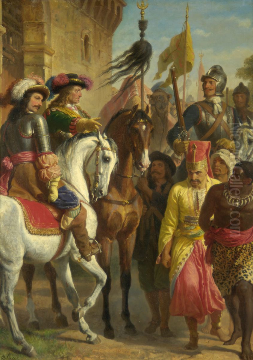 The Battle of Levenc 1664 Oil Painting by Karl von Blaas