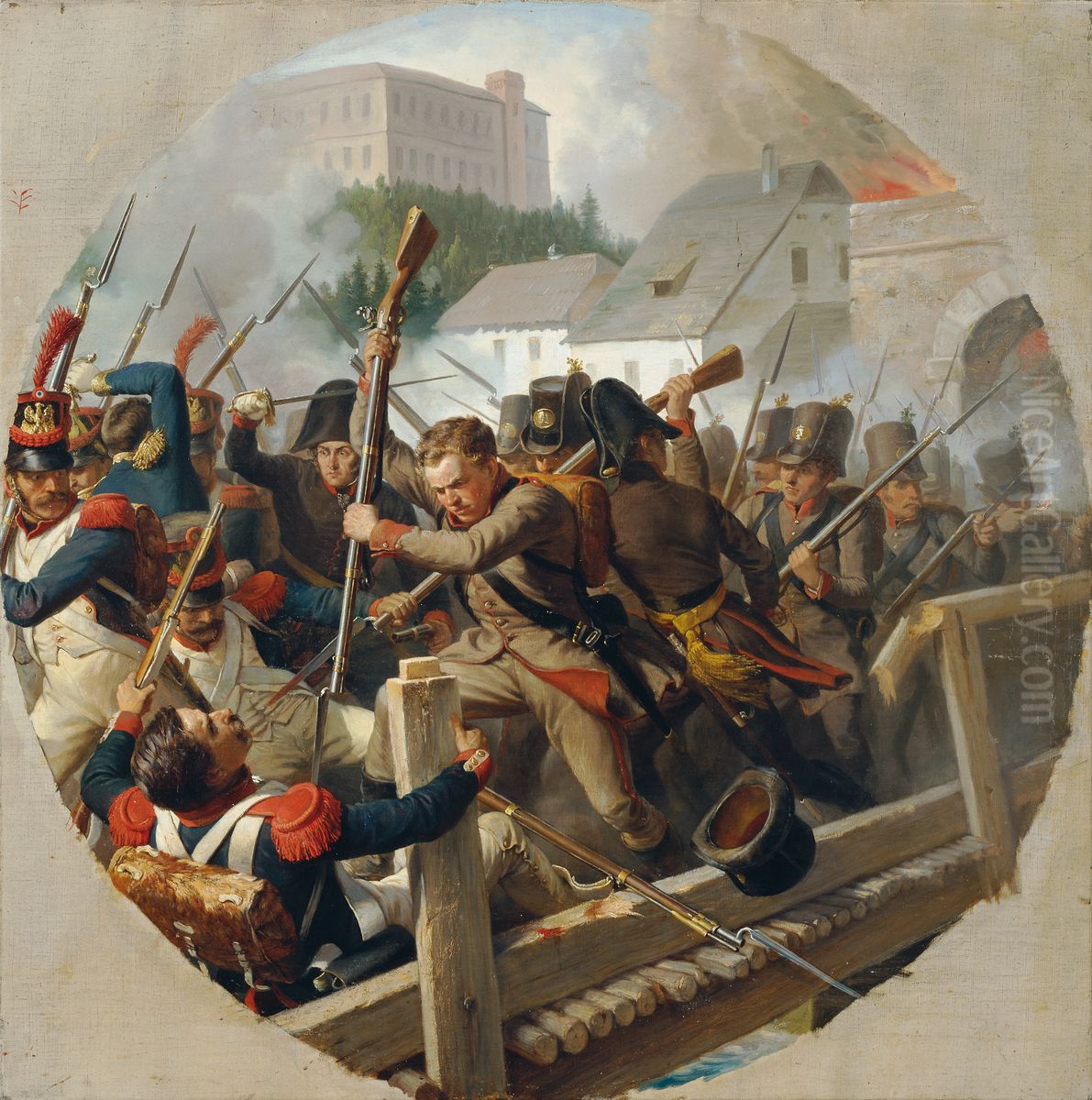 Das Treffen bei Ebelsberg 1806 Oil Painting by Karl von Blaas