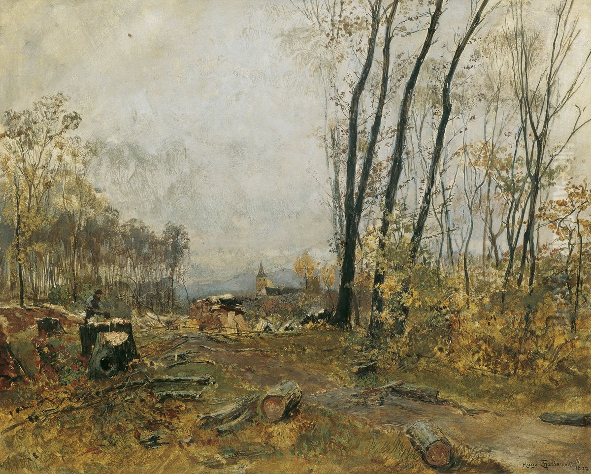 Au bei Klosterneuburg Oil Painting by Hugo Charlemont