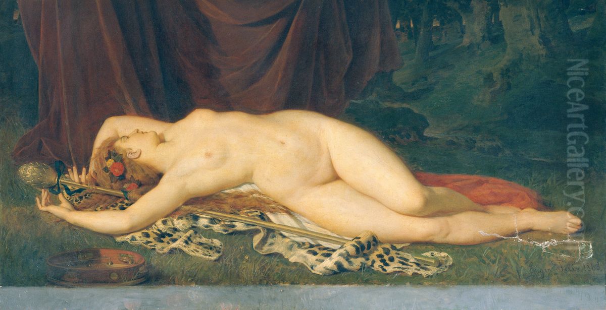 Schlafende Bacchantin Oil Painting by Eugen Felix