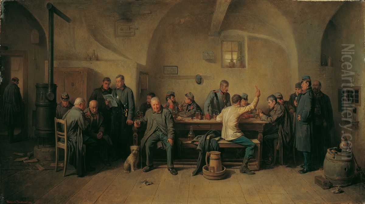 Soldaten in der Kantine Oil Painting by Friedrich Friedlander