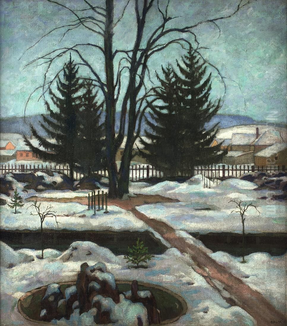 Winter Oil Painting by Emil Orlik