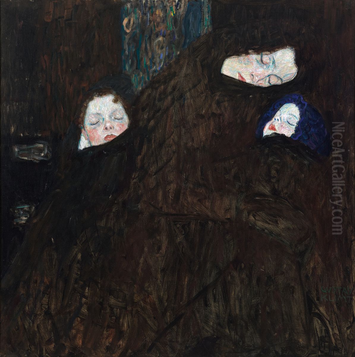 Mutter mit zwei Kindern (Familie) Oil Painting by Gustav Klimt