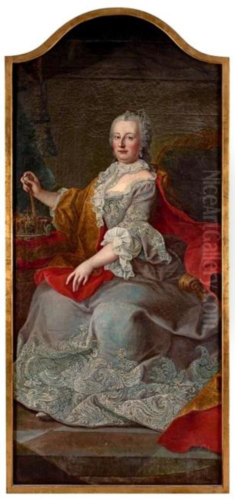 Portrait of Maria Theresia of Austria (1717-1780) as Queen of Hungary Oil Painting by Martin Van Meytens