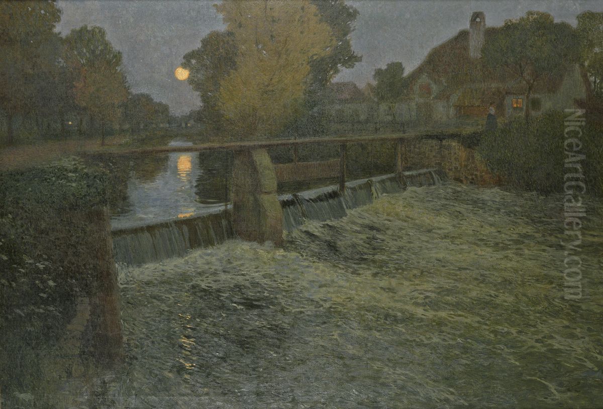 Die Schleuse Oil Painting by Rudolf Quittner