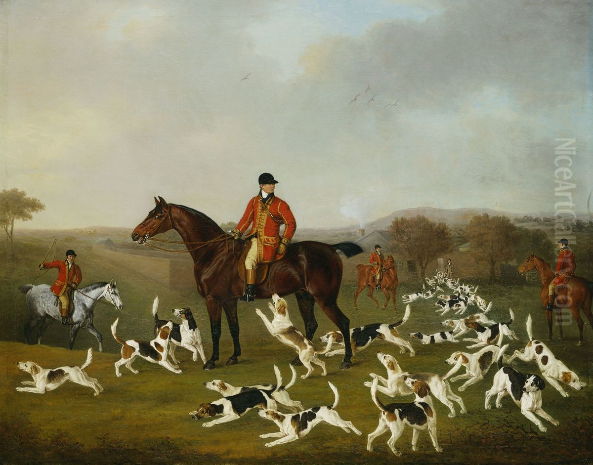 Unkennelling the Royal Hounds on Ascot Heath Oil Painting by Henry Bernard Chalon