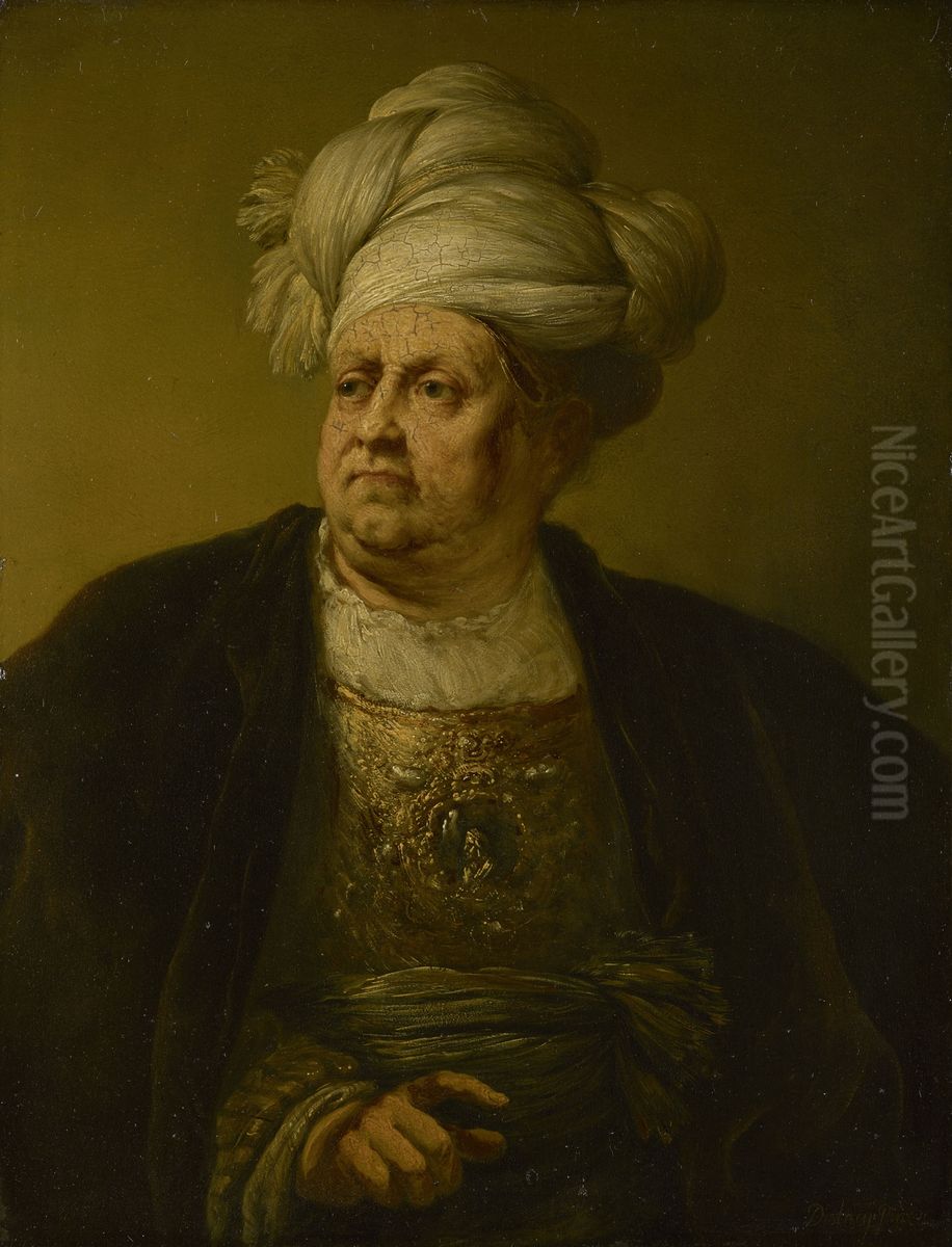 Man Wearing a Turban Oil Painting by Christian Wilhelm Ernst Dietrich