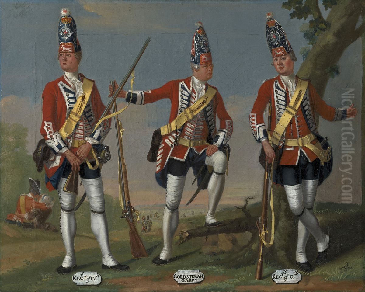 Grenadiers, 1st and 3rd Regiments of Foot Guards and Coldstream Guards, 1751 Oil Painting by David Morier