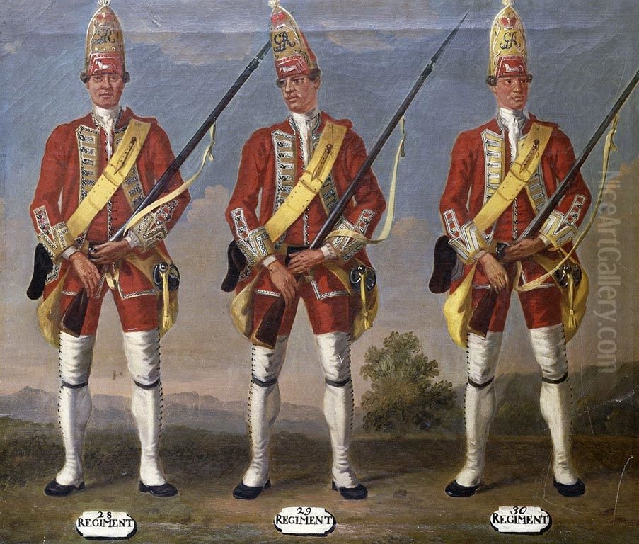 Grenadiers, 28th, 29th and 30th Regiments of Foot, 1751 Oil Painting by David Morier