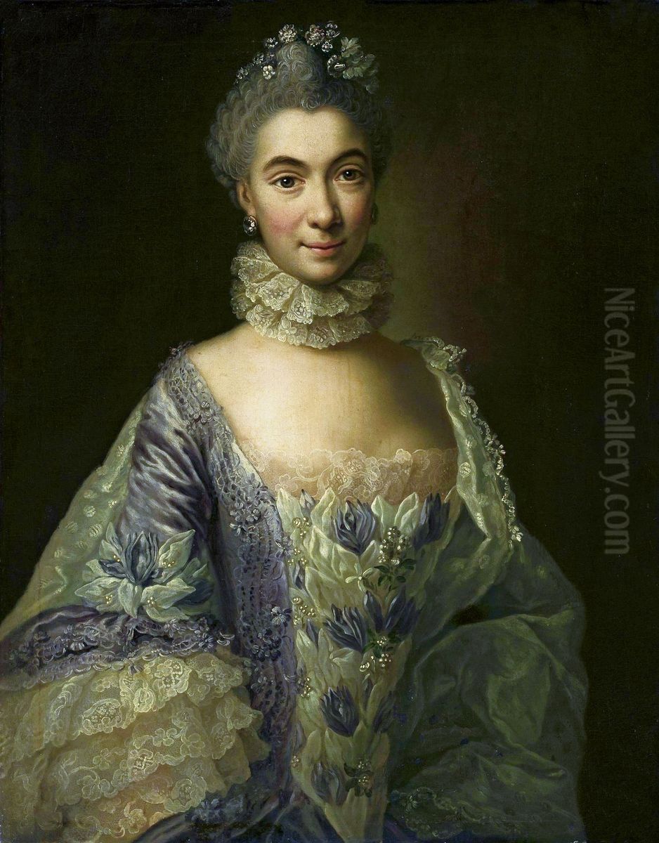 Portrait of a lady in lavender dress. Oil Painting by Anna Rosina de Gasc