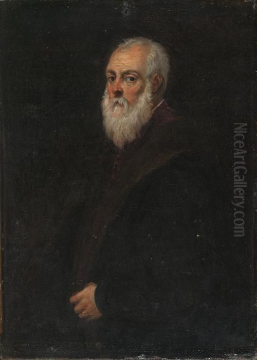 Portrait of a Bearded Man (after Jacopo Tintoretto) Oil Painting by David Teniers the Younger