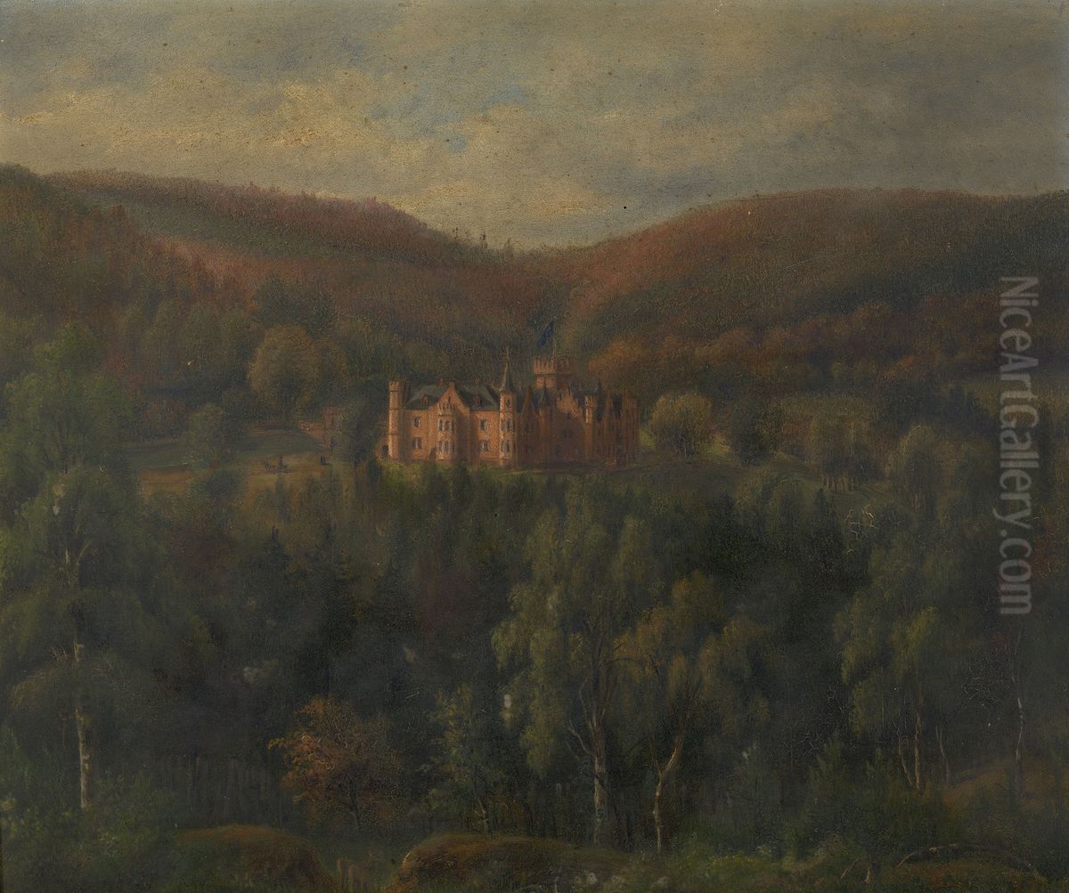 A view of Schloss Waldleiningen Oil Painting by August Becker