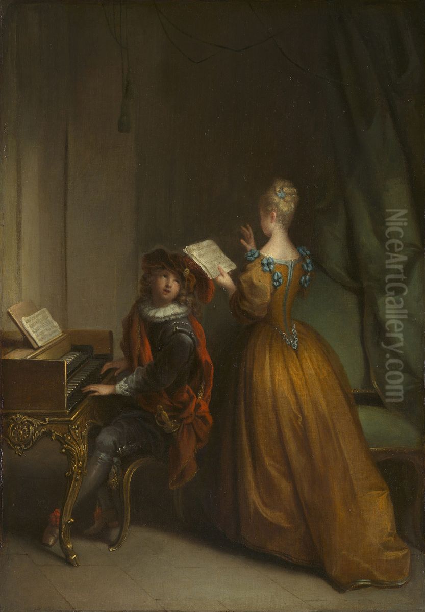 The Singing Lesson Oil Painting by Jean Raoux