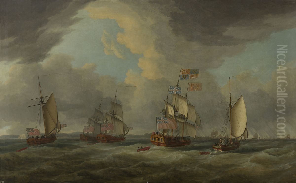 The Royal Visit to the Fleet III Oil Painting by Dominic Serres