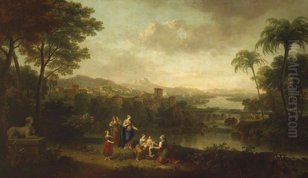 River Landscape with the Finding of Moses Oil Painting by Francesco Zuccarelli