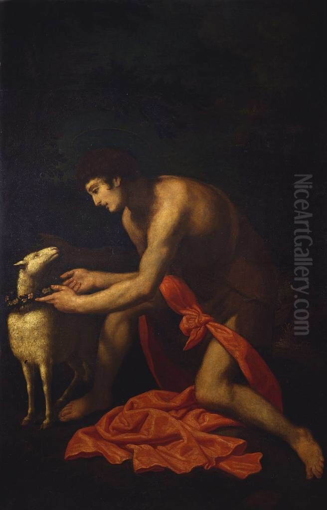 Saint John the Baptist Wreathing a Lamb Oil Painting by Giovanni Baglione