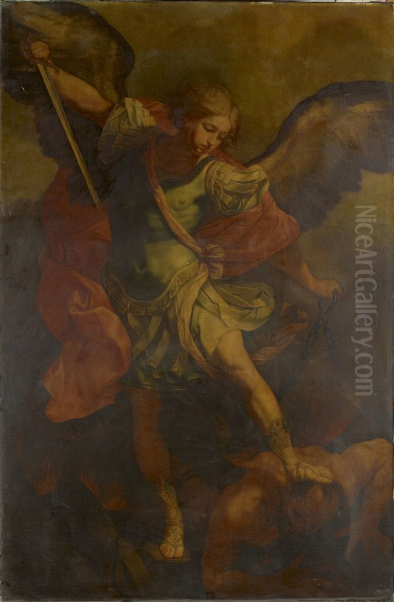 Saint Michael the Archangel Slaying the Dragon Oil Painting by Of Sir Joshua Reynolds