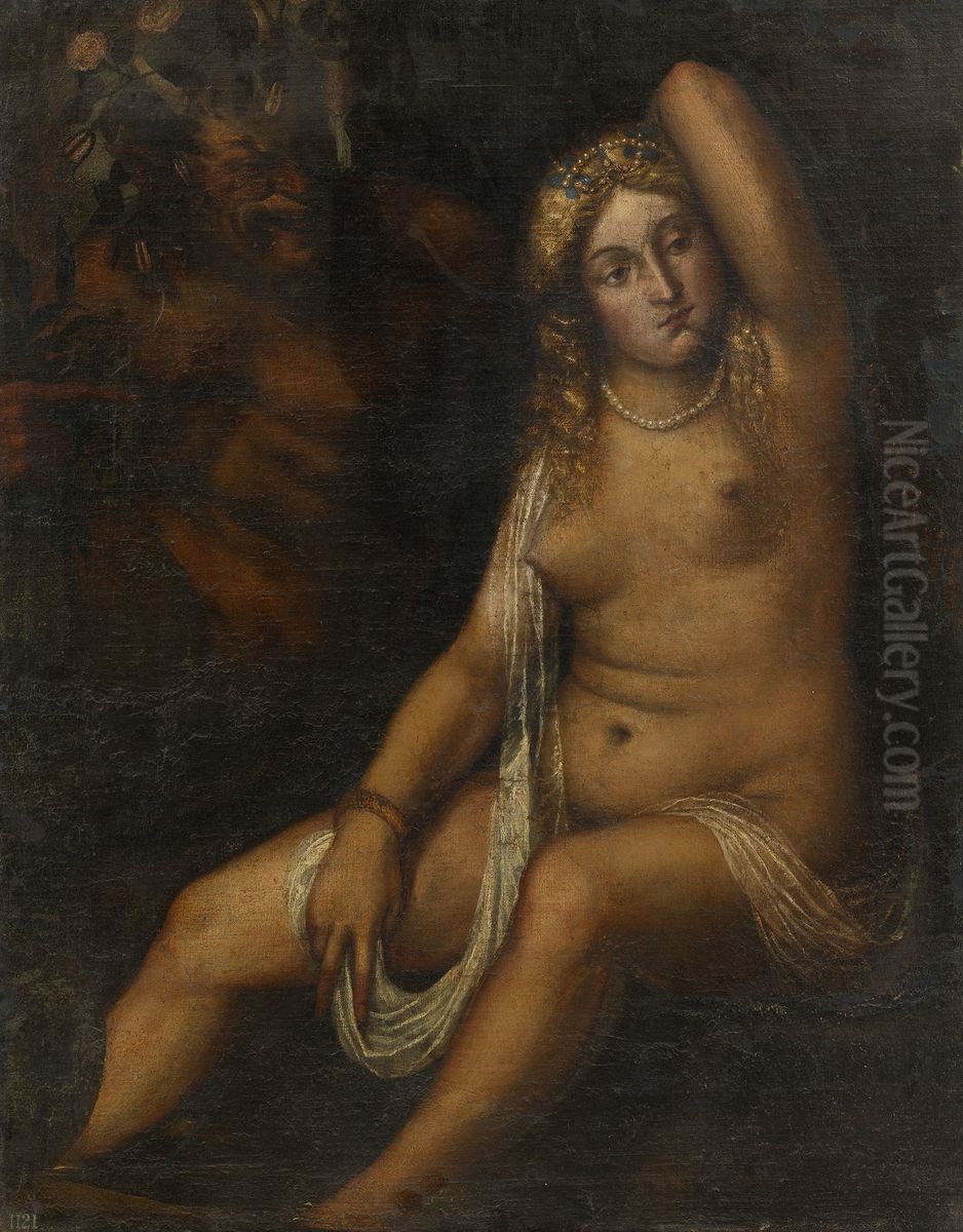 Venus and a Satyr Oil Painting by Niccolo Frangipane
