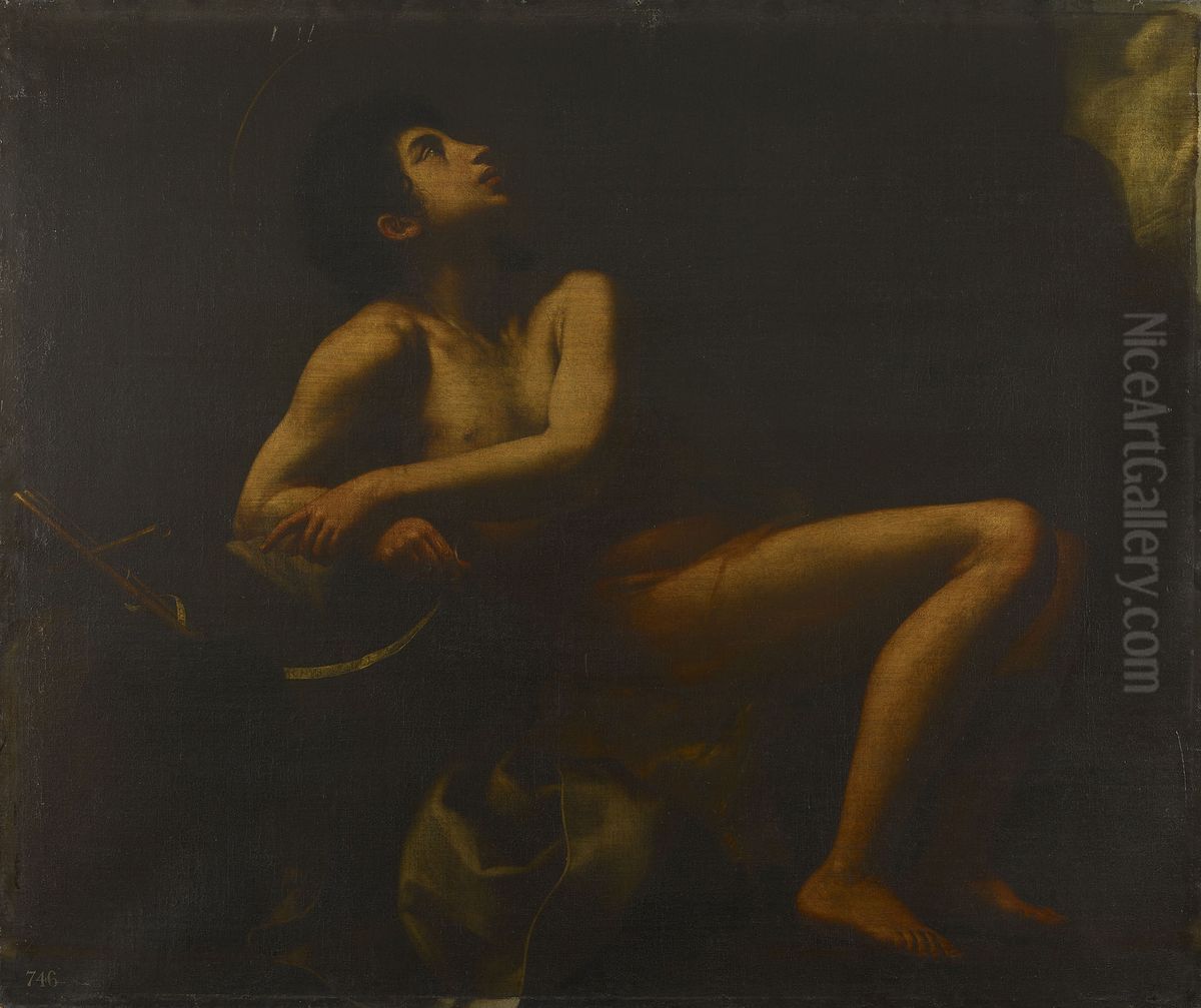 St John the Baptist Seated in the Wilderness Oil Painting by Giovanni Baglione