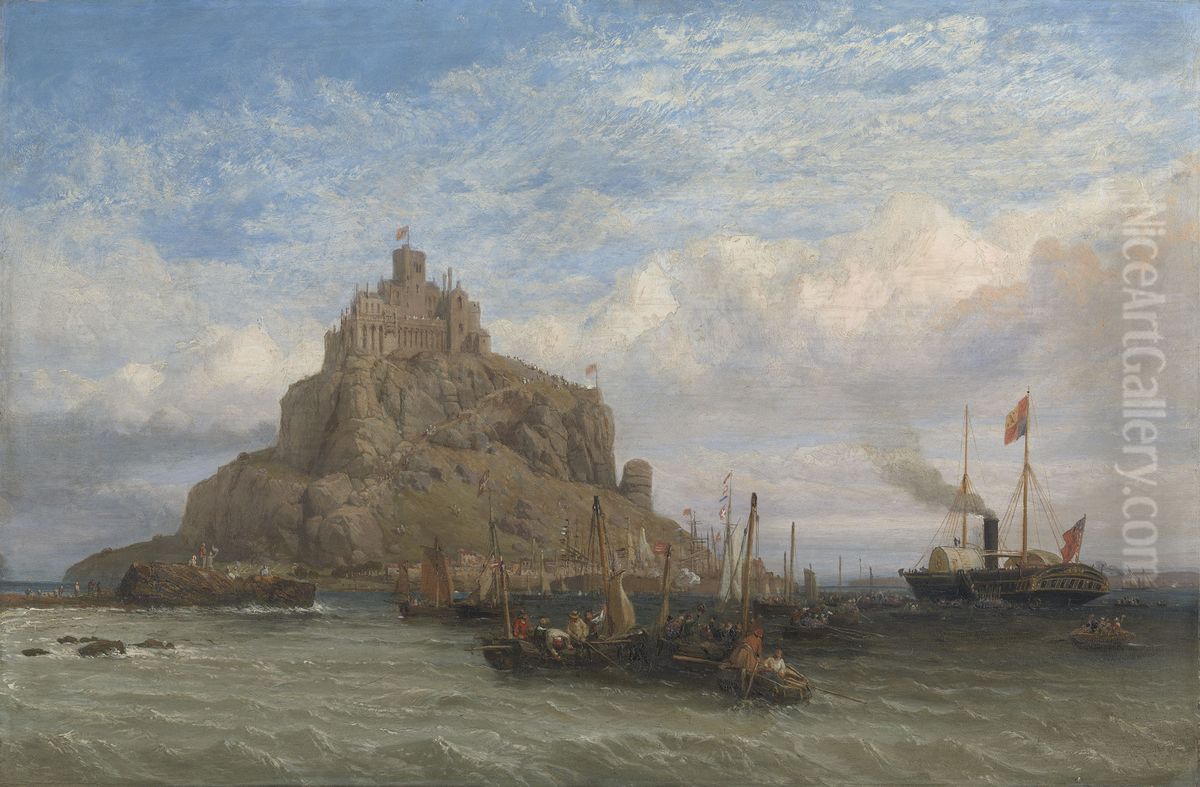 The Royal Yacht Passing St Michael's Mount Oil Painting by Clarkson Frederick Stanfield
