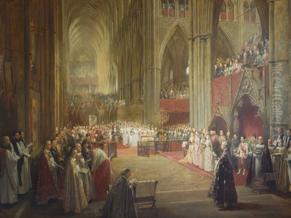 Queen Victoria's Golden Jubilee Service, Westminster Abbey, 21 June 1887 Oil Painting by William Ewart Lockhart