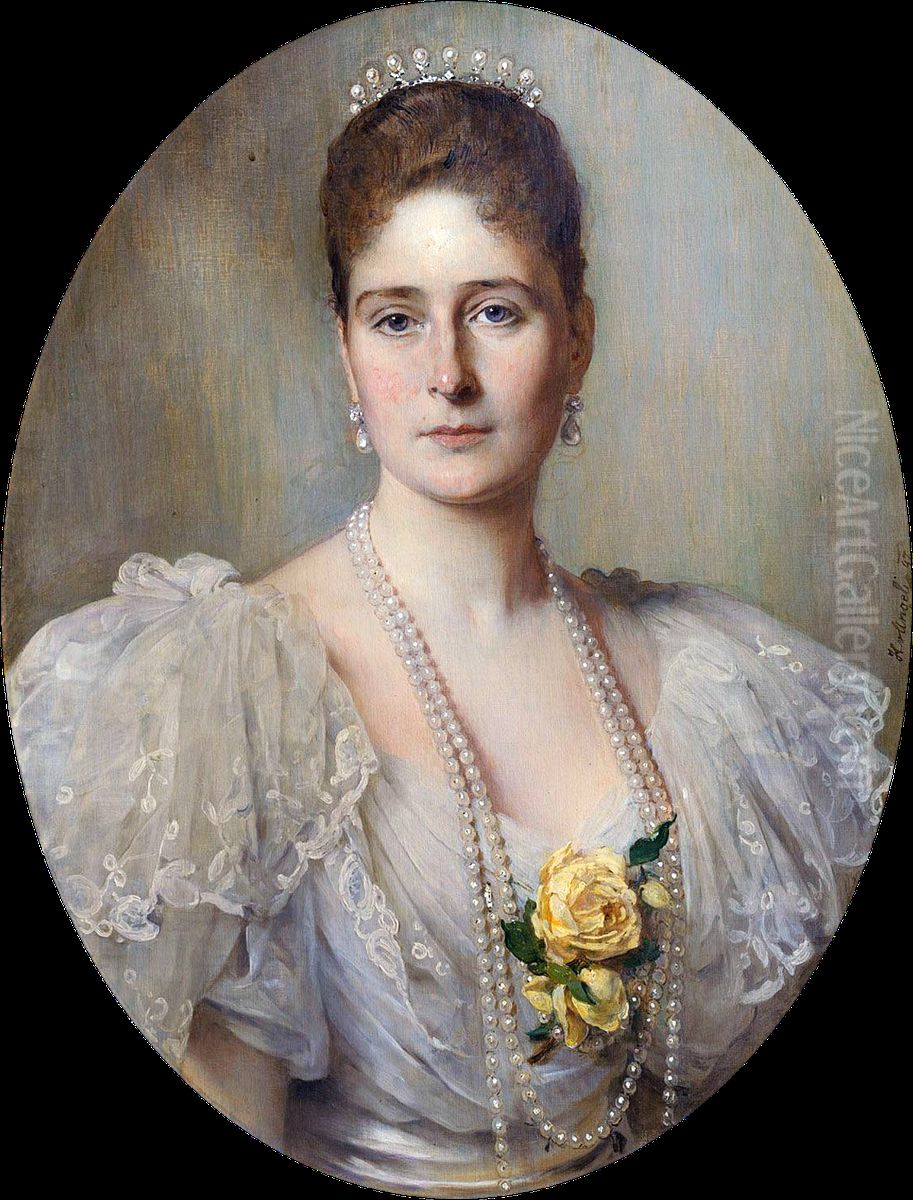 Alexandra Feodorovna, Tsarina of Russia (1872-1918) Oil Painting by Baron Heinrich von Angeli