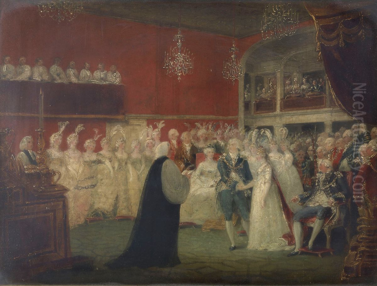 The Marriage of George, Prince of Wales, and Princess Caroline of Brunswick Oil Painting by William Hamilton