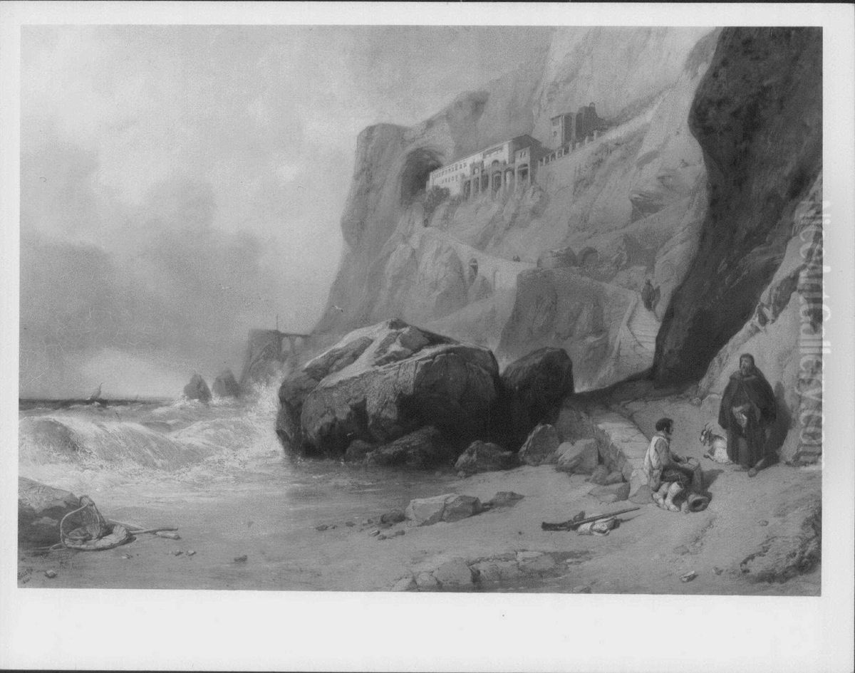 The Capuchin Convent at Amalfi Oil Painting by Clarkson Frederick Stanfield