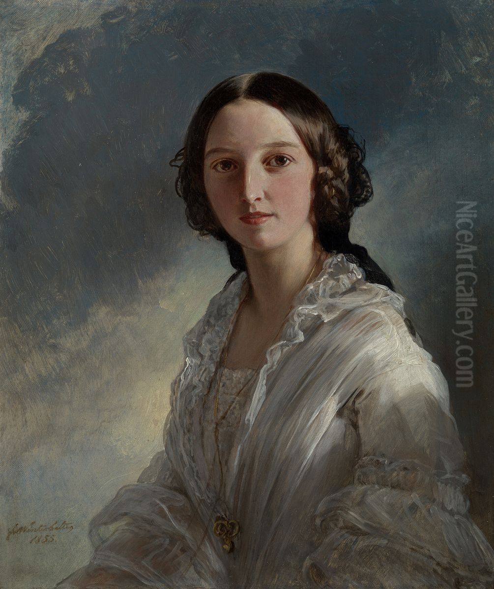 Princess Feodora of Hohenlohe-Langenburg (1839-1872) Oil Painting by Franz Xavier Winterhalter