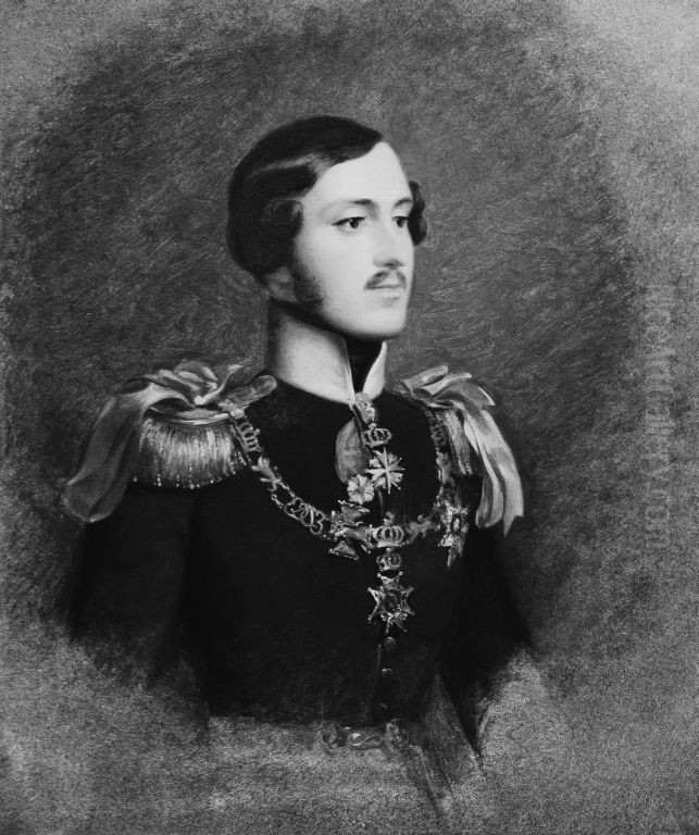 Ernest II of Saxe-Coburg-Gotha (1818-1893) when Prince Ernest Oil Painting by Angelo Collen Hayter