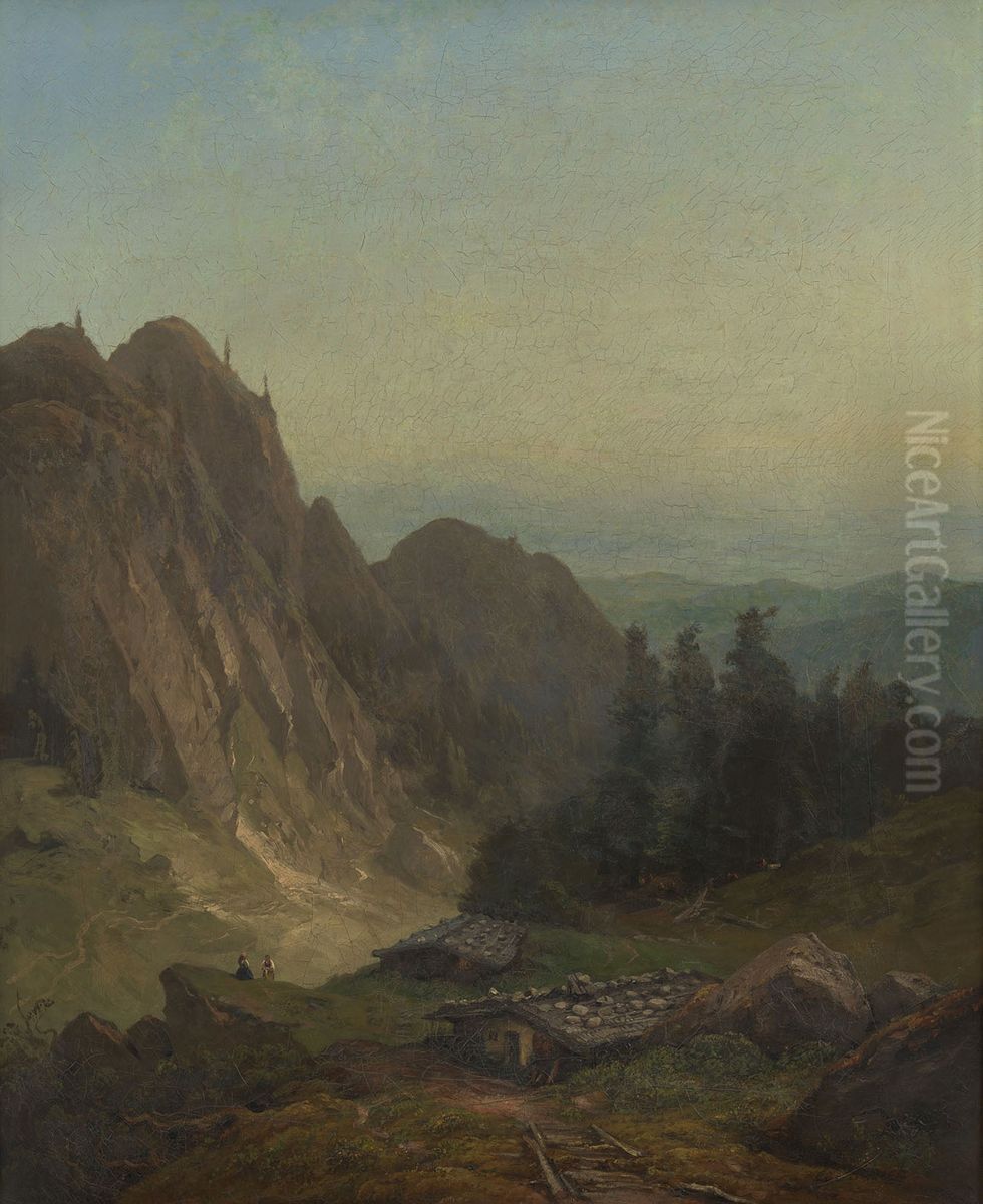 A View in the Tyrol Oil Painting by Eduard Schleich the Elder