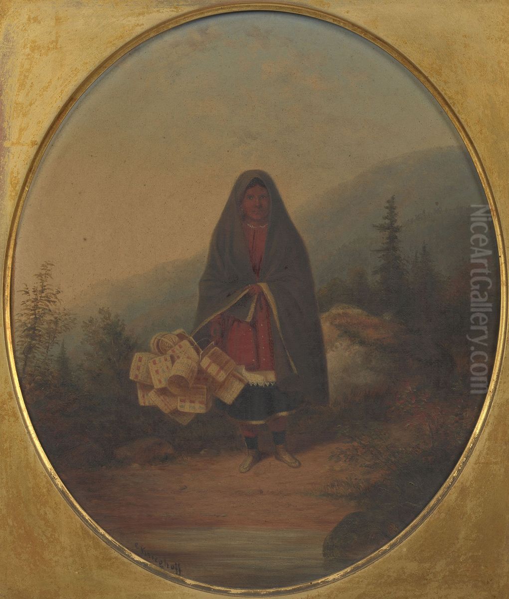 A North American Indian woman Oil Painting by Cornelius David Krieghoff
