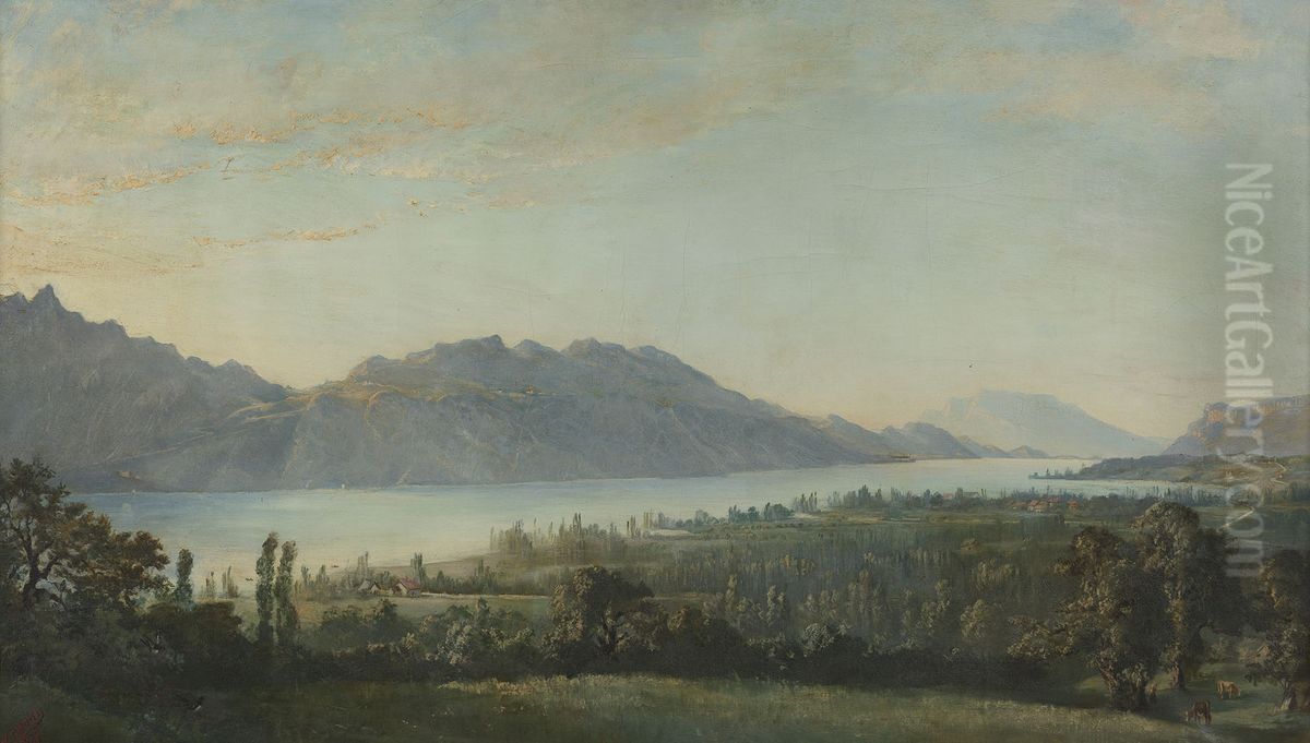 Le Lac de Bourget, Aix-les-Bains Oil Painting by Francois Cachoud