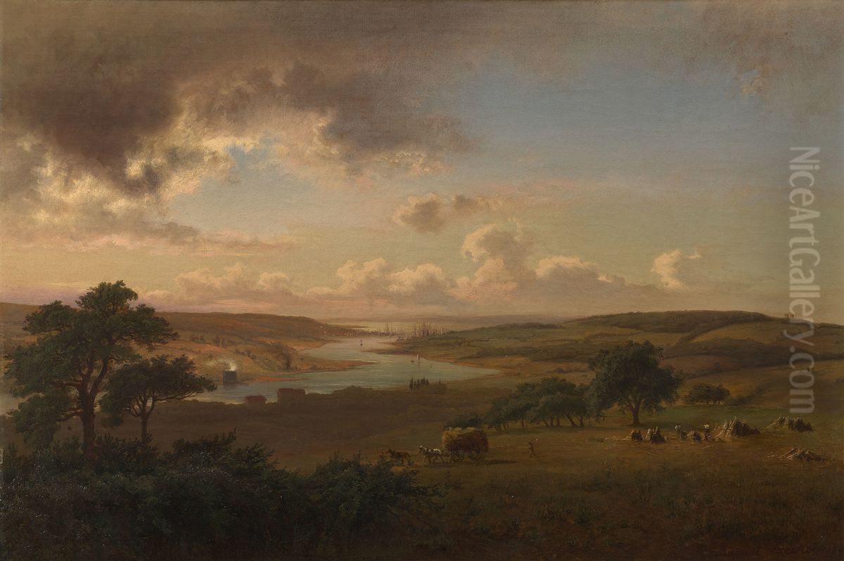 A View of Cowes Oil Painting by August Becker