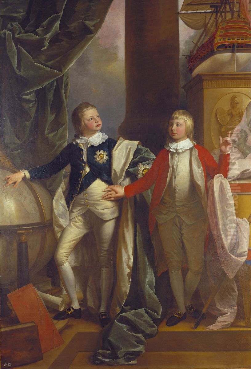William IV, when Prince William, and Edward, Duke of Kent, when Prince Edward Oil Painting by Benjamin West