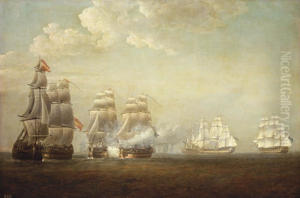 Sir Robert Calder's Action off Cape Finisterre Oil Painting by Nicholas Pocock