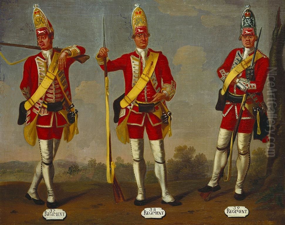 Grenadiers, 37th, 38h and 39th Regiments of Foot, 1751 Oil Painting by David Morier