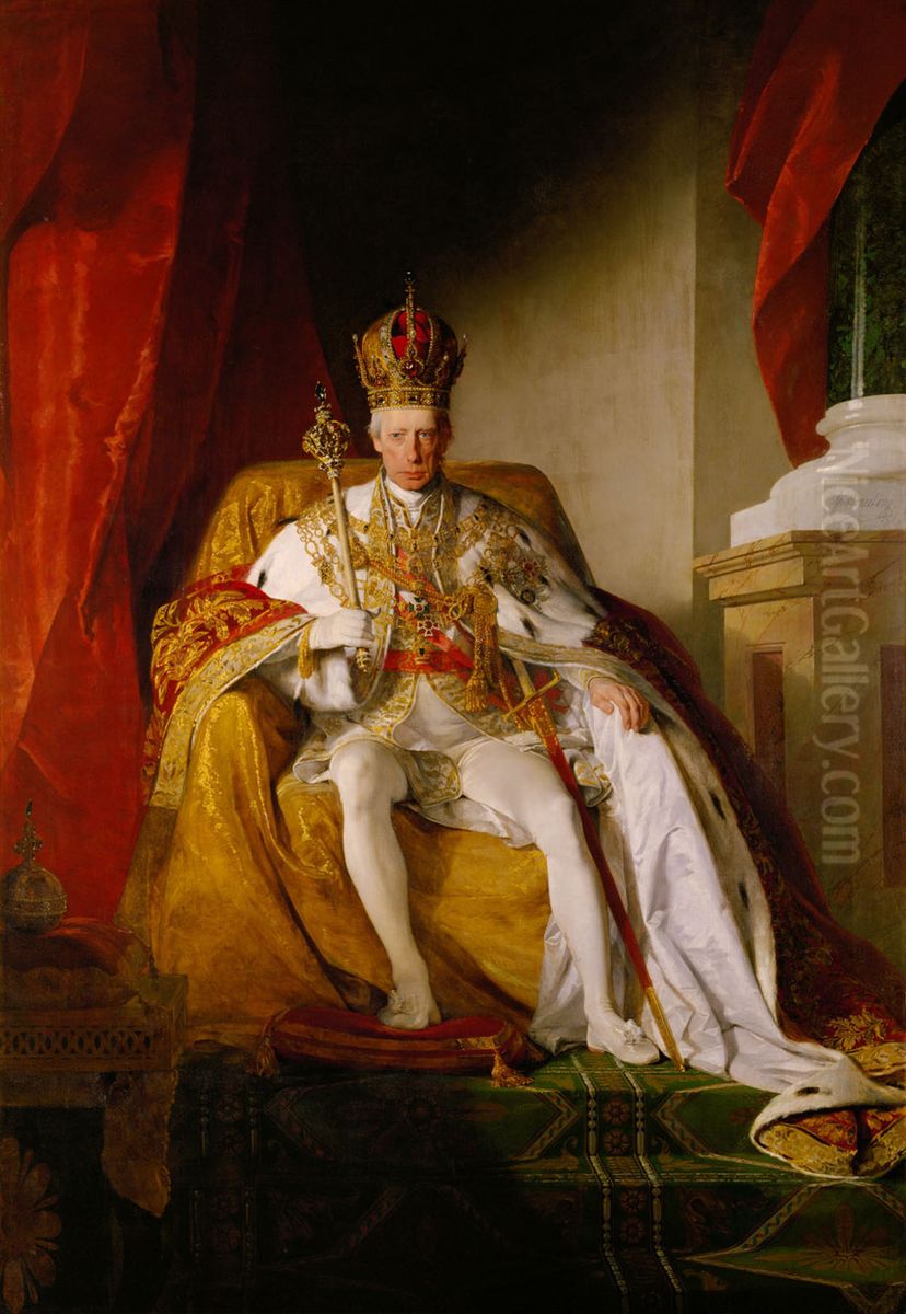 Kaiser Franz I. (II.) (1768-1835) von Osterreich im osterreichischen Kaiserornat Oil Painting by Friedrich von Amerling