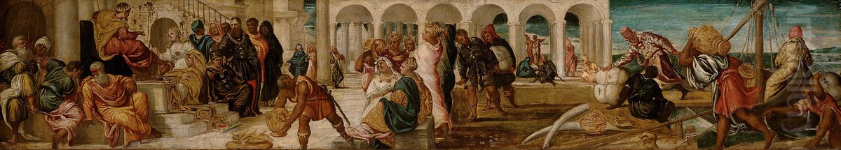 Konigin von Saba vor Salomon Oil Painting by Jacopo Tintoretto
