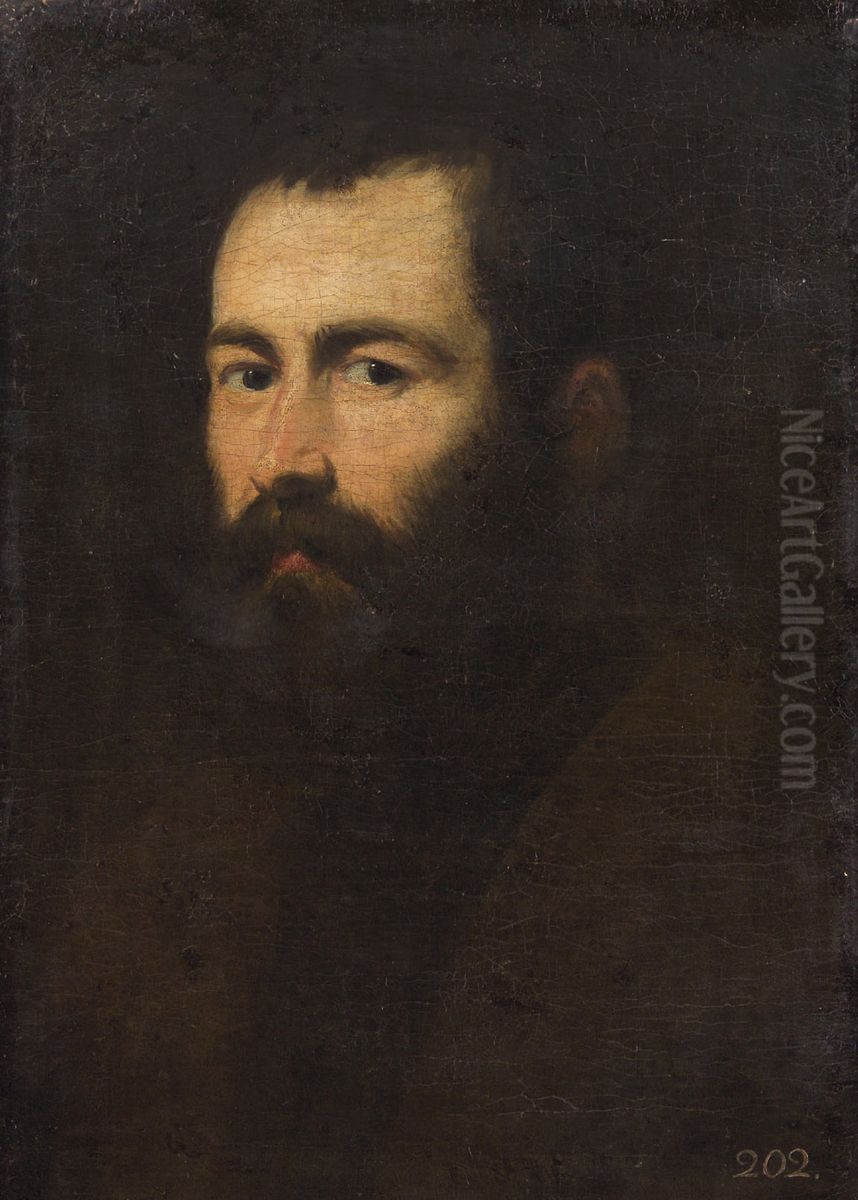 Bildnis eines dunkelbartigen, blauaugigen Mannes Oil Painting by Jacopo Tintoretto