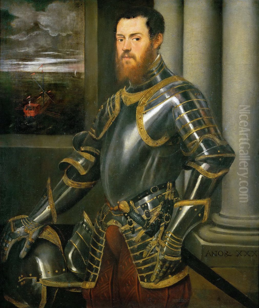 Bildnis eines Mannes in goldverziertem Harnisch Oil Painting by Jacopo Tintoretto
